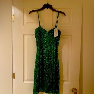Glitter Sequin Bodycon Dress. Spaghetti strap mini party dress.